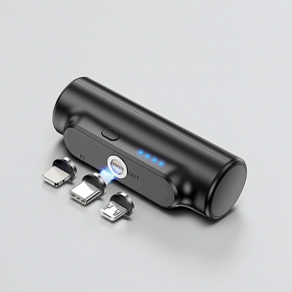 3-in-1 Magnetic Power Bank 3000mAh – Lightning, USB-C & Micro USB